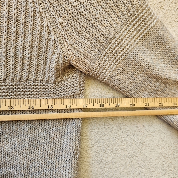 Eddie Bauer Cardigan Women's Medium Beige 3/4 Sleeve Linen Cotton Blend Sweater - Picture 8 of 12